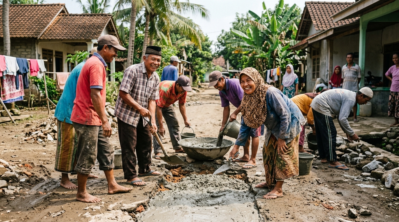 Swadaya Perbaiki Jalan Rusak, Warga Pamekasan Hidupkan Kembali Ruh Gotong Royong di Tengah Keterbatasan