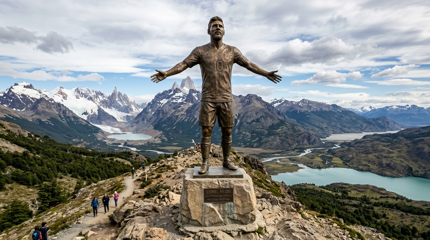 Abadikan Momen Bersejarah, Argentina Resmikan Patung Raksasa Lionel Messi Seberat 70 Ton di Patagonia